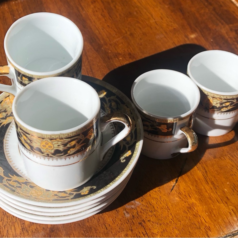 Elegant Gold and Black Tea Set